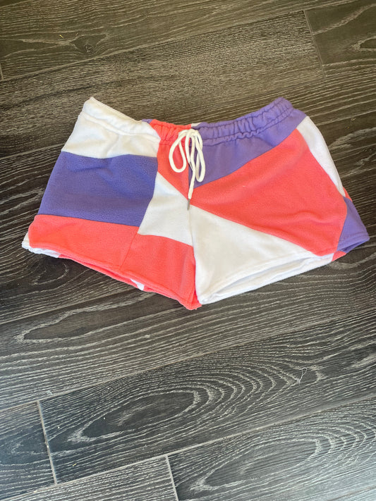 Coral and Purple Abstract Shorts