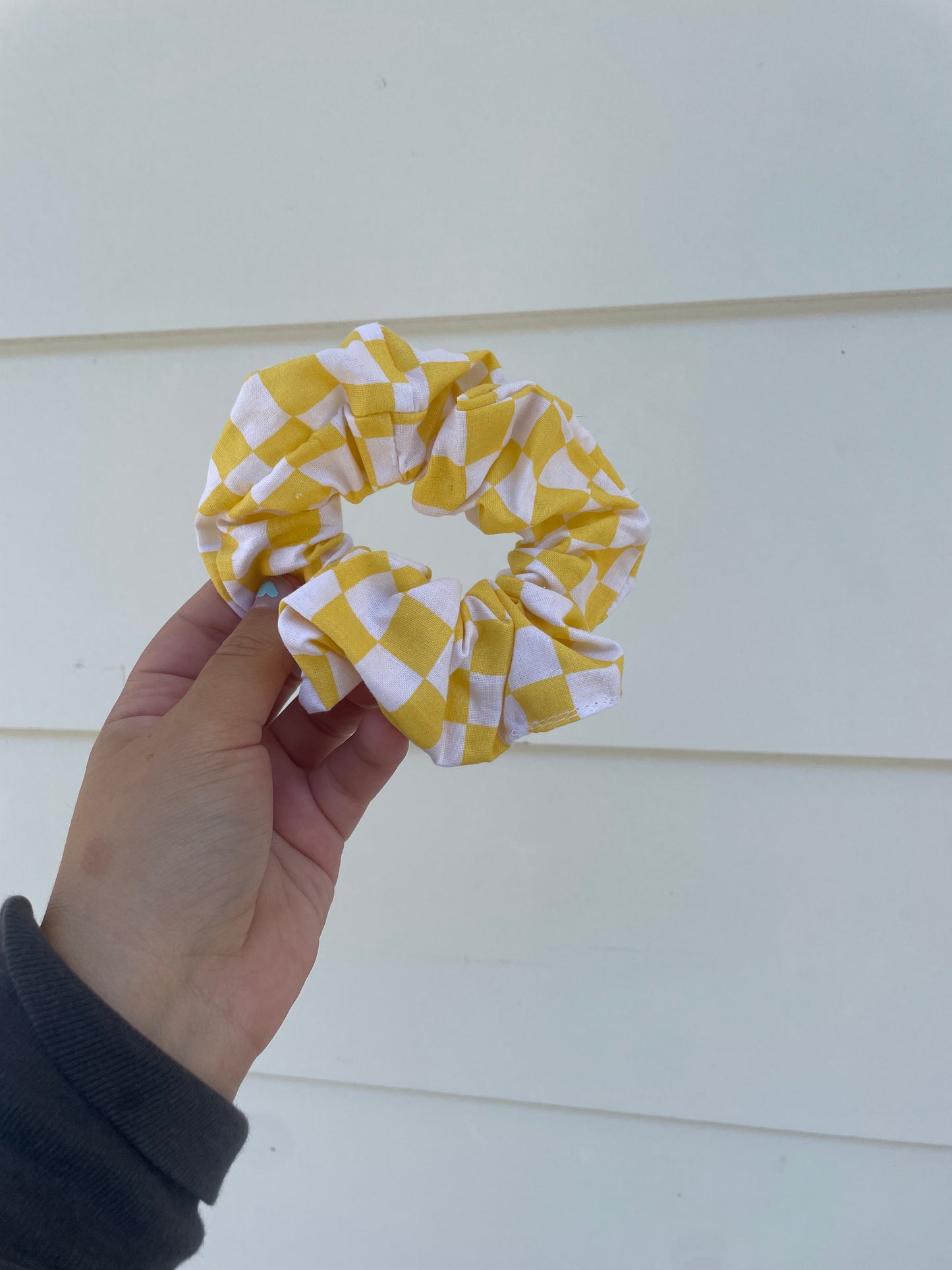 Yellow Checkered Scrunchie