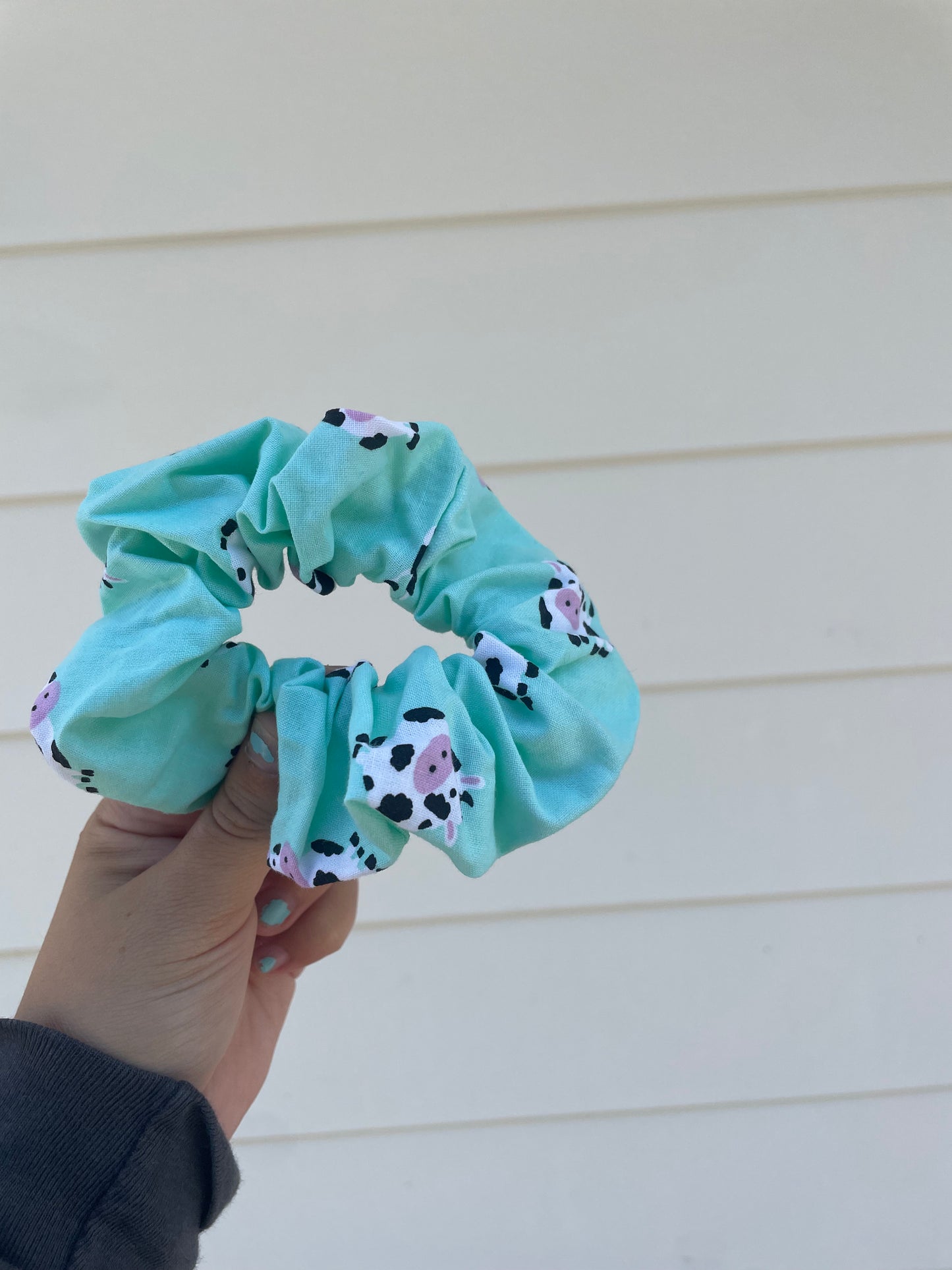 Mint Cows Scrunchie